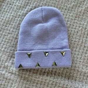 Pastel purple triangle studded beanie